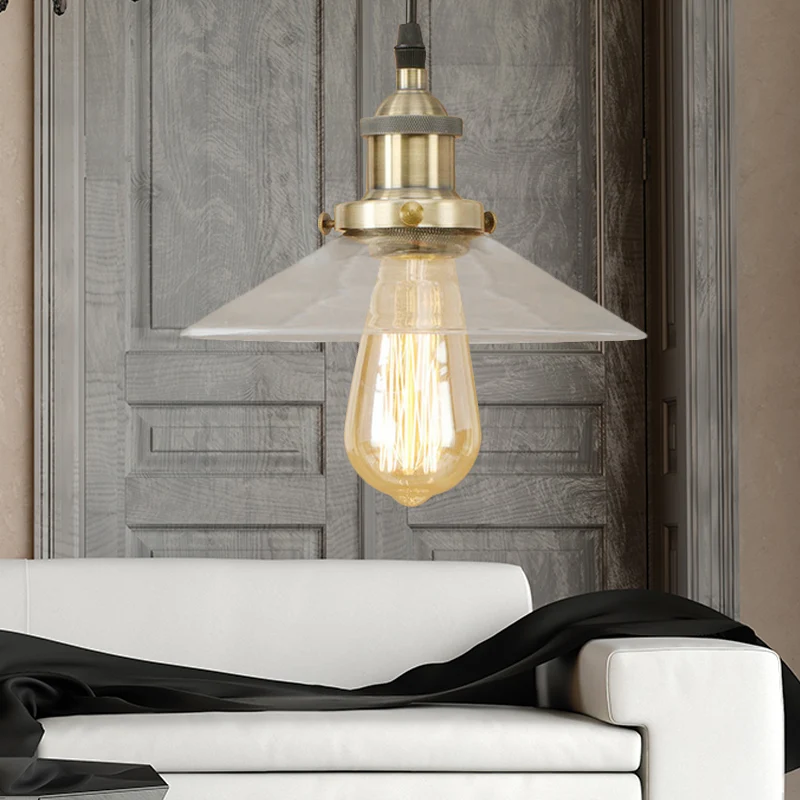 1-lichts hanglamp van stralend glas, industrieel zwart/roest/koper kegel woonkamer hangend lichtarmatuur