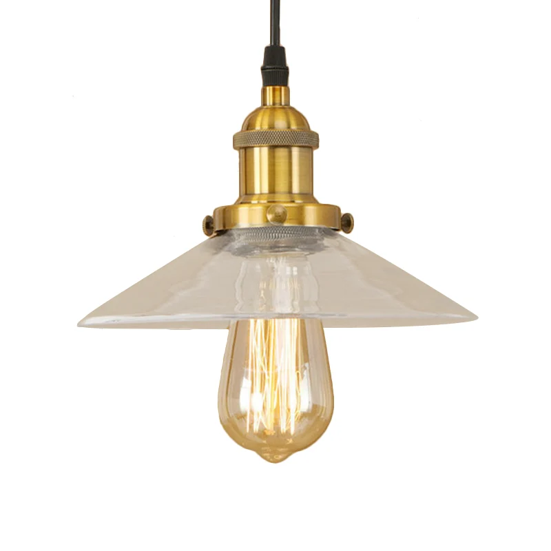 1-lichts hanglamp van stralend glas, industrieel zwart/roest/koper kegel woonkamer hangend lichtarmatuur