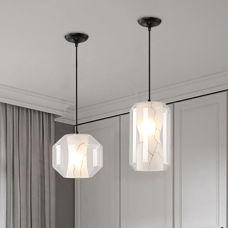8"/10" brede cilinder/trommel hanglamp strak helder glas 1 licht zwarte hangende plafondlamp