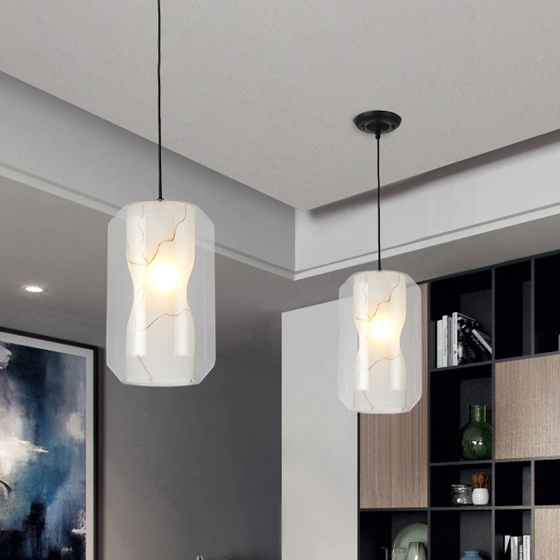 8"/10" brede cilinder/trommel hanglamp strak helder glas 1 licht zwarte hangende plafondlamp
