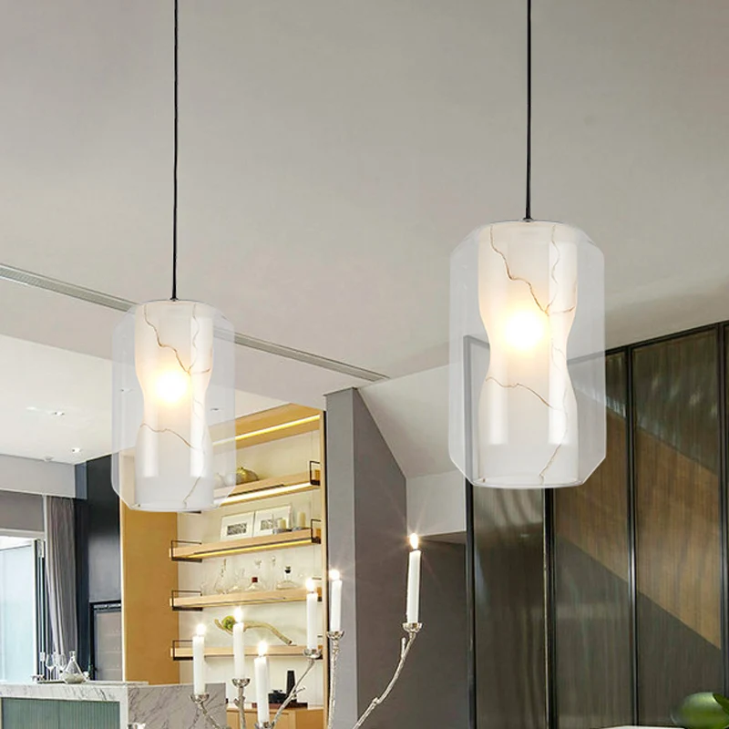 8"/10" brede cilinder/trommel hanglamp strak helder glas 1 licht zwarte hangende plafondlamp