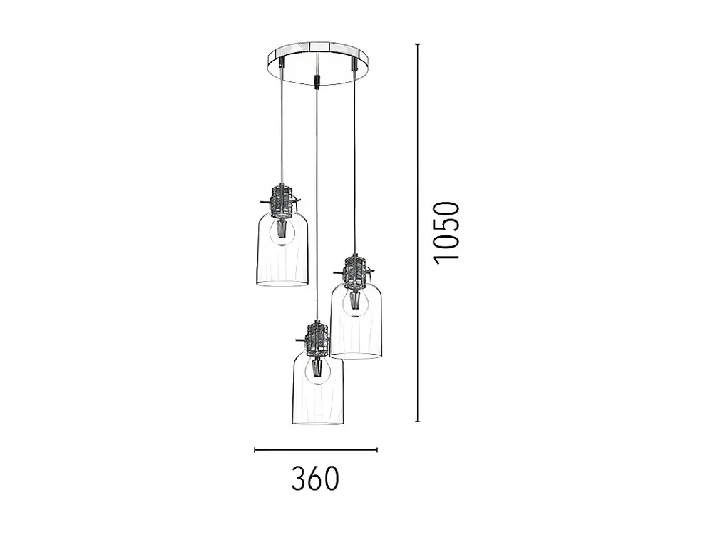 Alessandro Hanglamp, Wit, Transparant, 36x36x105 cm, EPIKASA voor Plafondhoogte 2.4m+