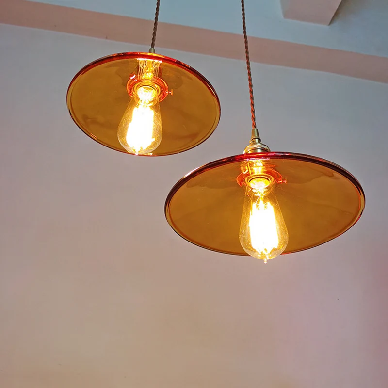 Bruine 1-lichts hanger vintage glazen kap pan hanglamp voor woonkamer met 3 Lichtpunten