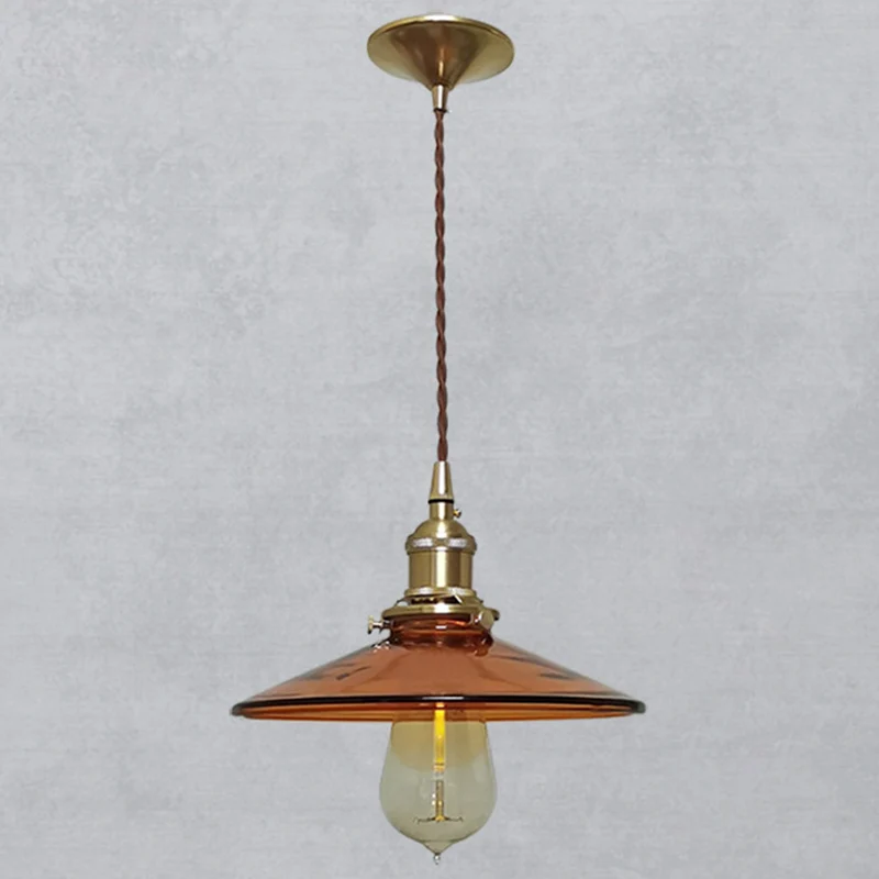 Bruine 1-lichts hanger vintage glazen kap pan hanglamp voor woonkamer met 3 Lichtpunten