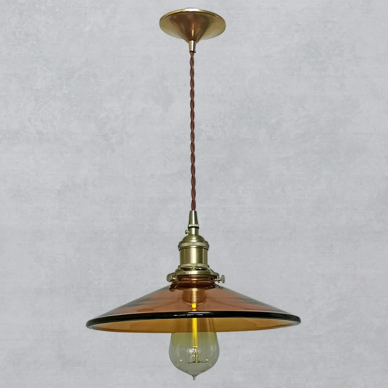 Bruine 1-lichts hanger vintage glazen kap pan hanglamp voor woonkamer met 3 Lichtpunten