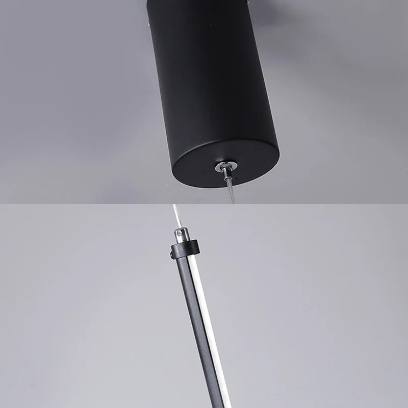 Buisvormige hanglamp, minimalistisch metaal, zwarte LED, hangende plafondlamp, warm/wit helder