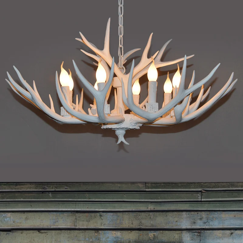 Dimbare Spot Hars witte kroonluchter hanglamp kandelaar 4/6/8 hoofden rustieke hangende plafondlamp