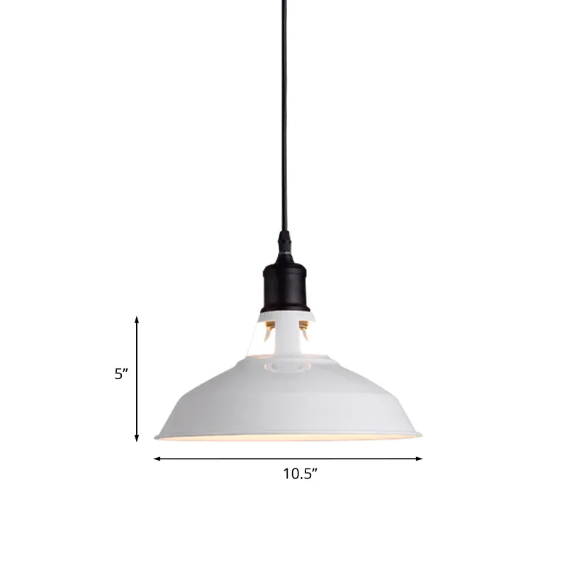Dimmbare Wit 1-lamps plafondhanger ouderwets stijlvolle metalen schuur lampenkap hanglamp met verstelbaar snoer, 10,5"/12"...