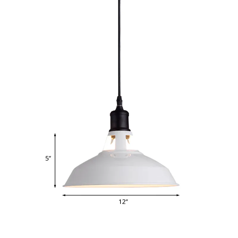 Dimmbare Wit 1-lamps plafondhanger ouderwets stijlvolle metalen schuur lampenkap hanglamp met verstelbaar snoer, 10,5"/12"...