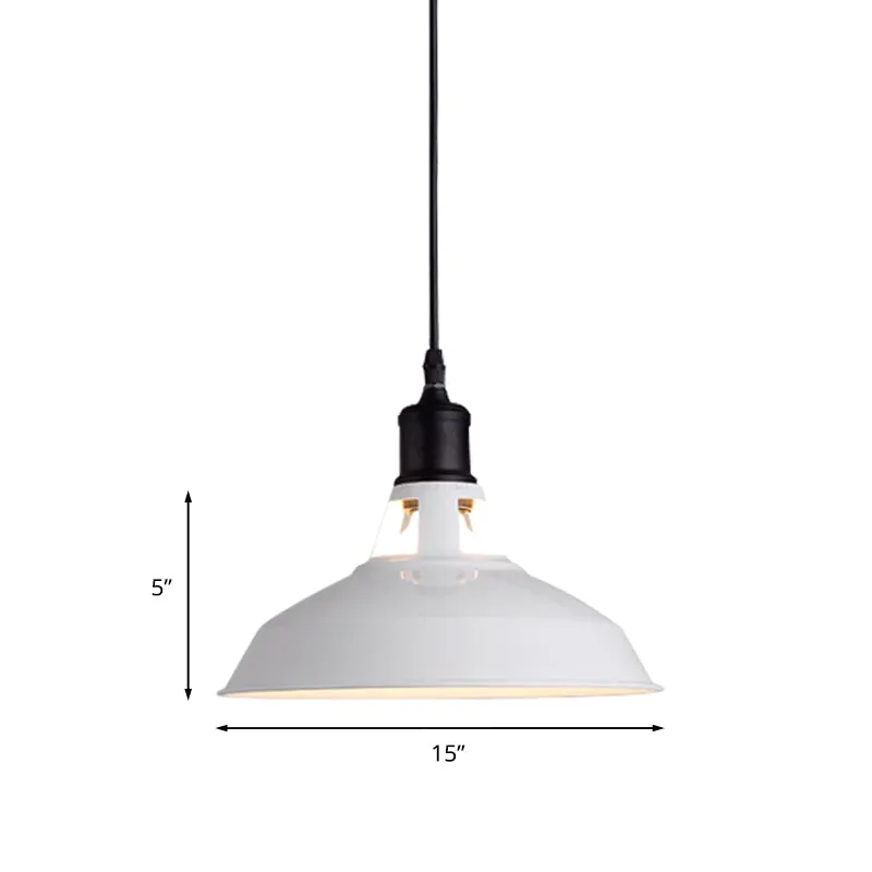 Dimmbare Wit 1-lamps plafondhanger ouderwets stijlvolle metalen schuur lampenkap hanglamp met verstelbaar snoer, 10,5"/12"...