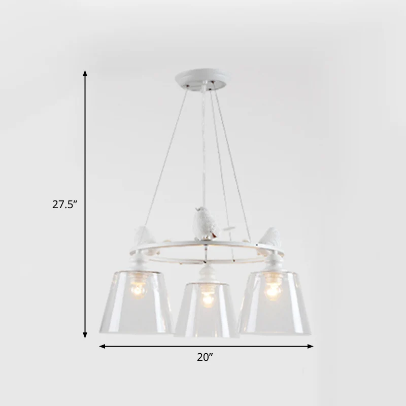 Dimmbare Witte 3/8-lichts kroonluchterlamp Klassieke helderglazen taps toelopende hanglamp voor woonkamer