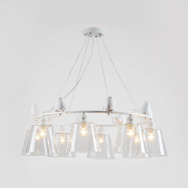 Dimmbare Witte 3/8-lichts kroonluchterlamp Klassieke helderglazen taps toelopende hanglamp voor woonkamer