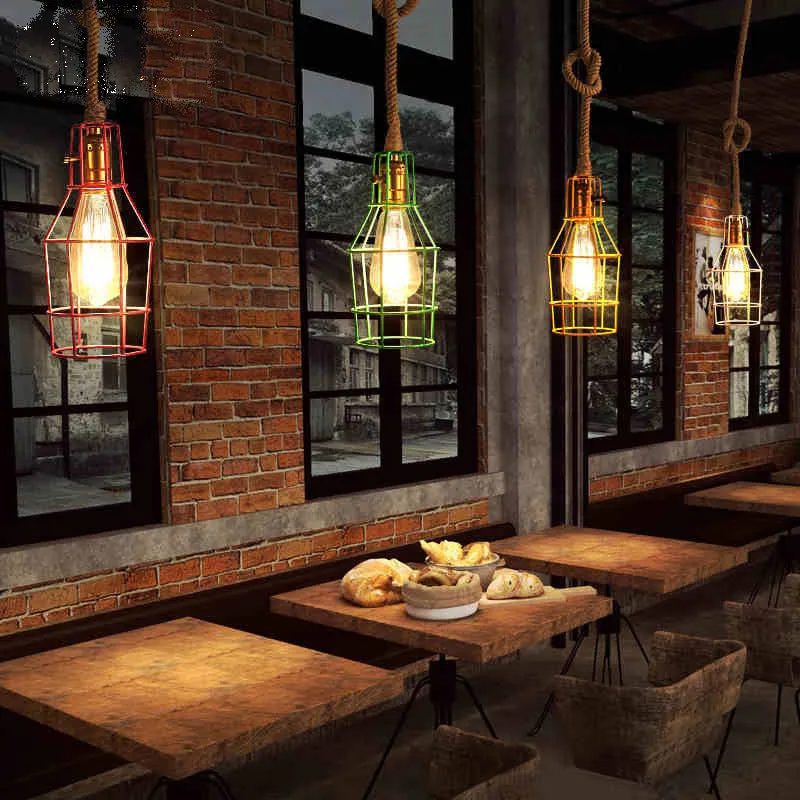Draadkooi Eetkamerhanglamp Warehouse Metallic 1-kops zwart/wit/roze hanglamp met touwkoord voor Plafondhoogte 2.4m+