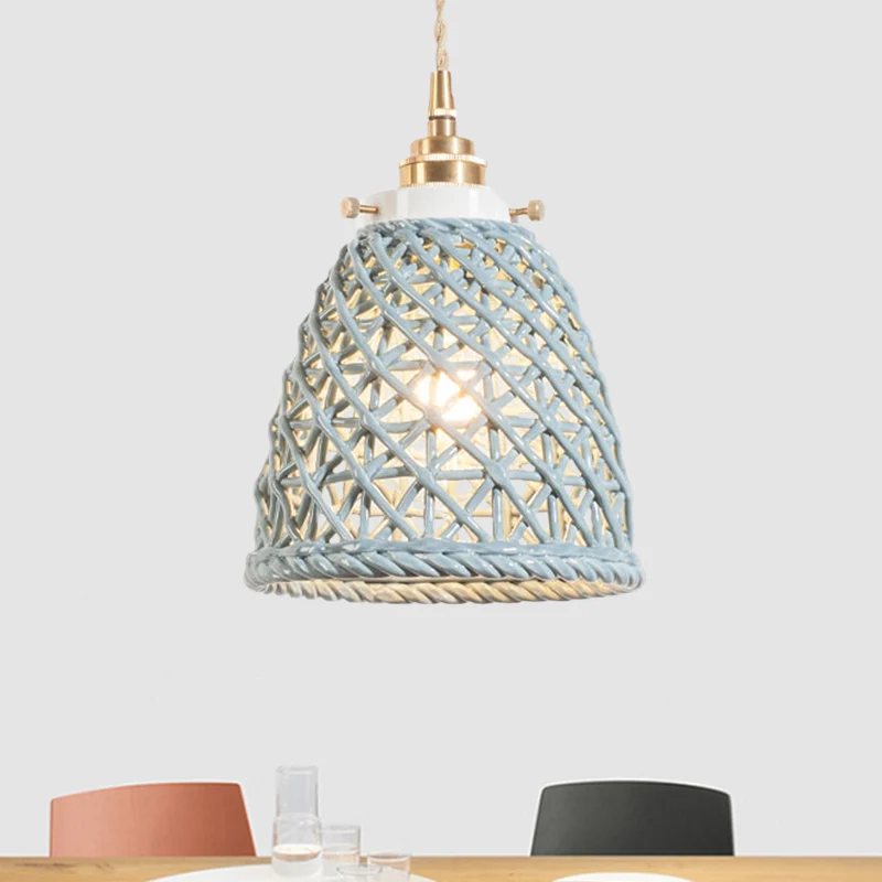 Eigentijdse plafondhanglamp, koepelmand, één lamp, keramiek, hanglamp voor galerij IP44 Badkamer geschikt