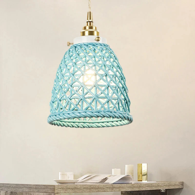 Eigentijdse plafondhanglamp, koepelmand, één lamp, keramiek, hanglamp voor galerij IP44 Badkamer geschikt