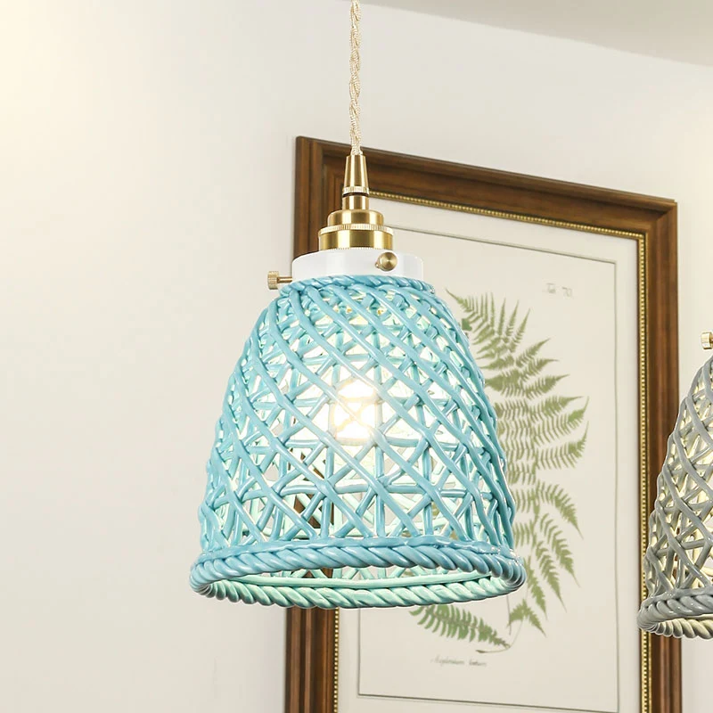 Eigentijdse plafondhanglamp, koepelmand, één lamp, keramiek, hanglamp voor galerij IP44 Badkamer geschikt