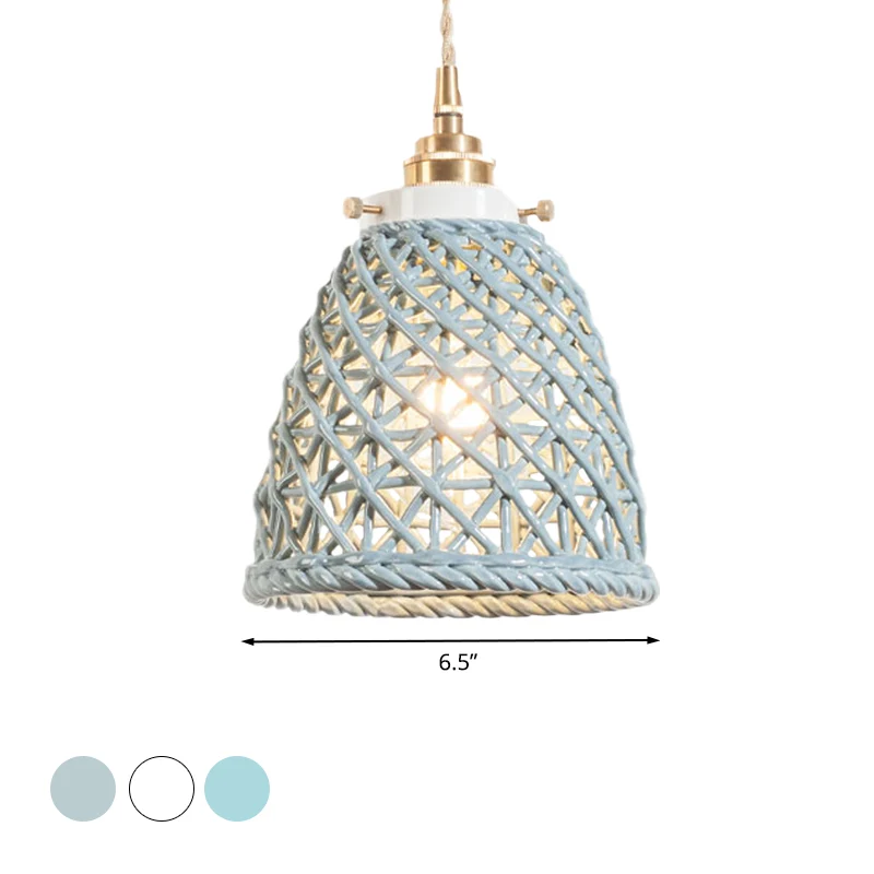 Eigentijdse plafondhanglamp, koepelmand, één lamp, keramiek, hanglamp voor galerij IP44 Badkamer geschikt
