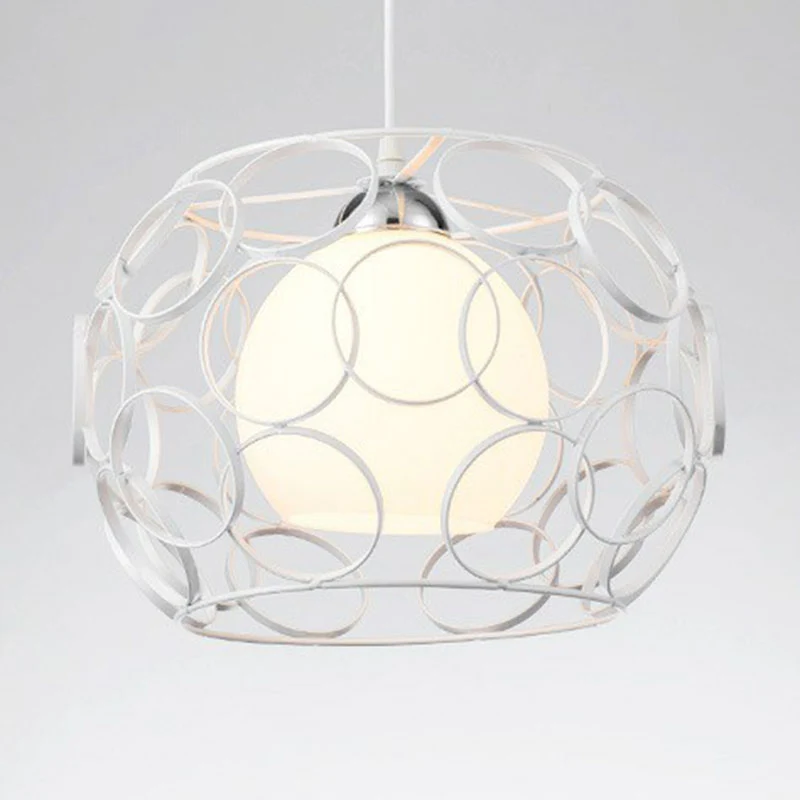 Energiezuinige Crèmekleurige Global-plafondlamp, industriële hangende hanglamp voor een enkel restaurant met metalen kooi