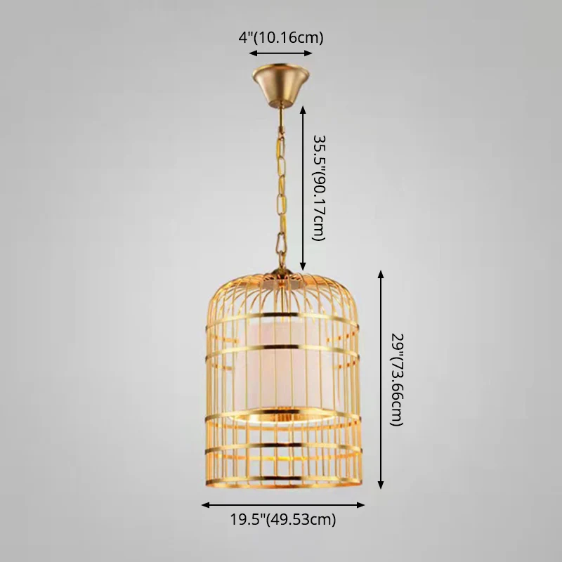 Energiezuinige Vergulde Vogelkooi Hanglamp Landelijk Metaal 1 Lamp Restaurant Plafondlamp met Kegelkap