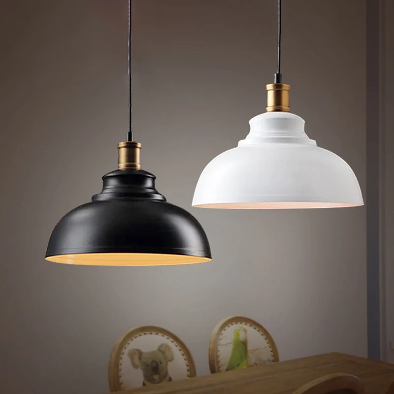 Enkele plafondlamp industriële koepelschaduw ijzeren hangende hanglamp voor restaurant Chroom Afwerking