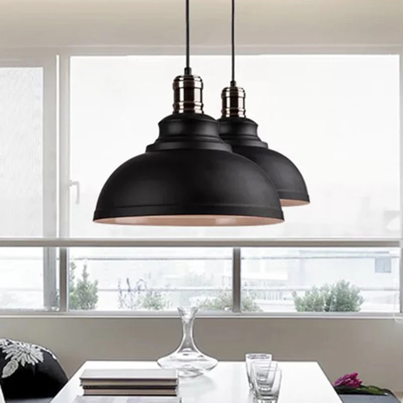 Enkele plafondlamp industriële koepelschaduw ijzeren hangende hanglamp voor restaurant Chroom Afwerking