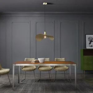Gebogen hanglamp met design-stijl van metaal - L60 x D41 cm - Goudkleurig - LUCENA