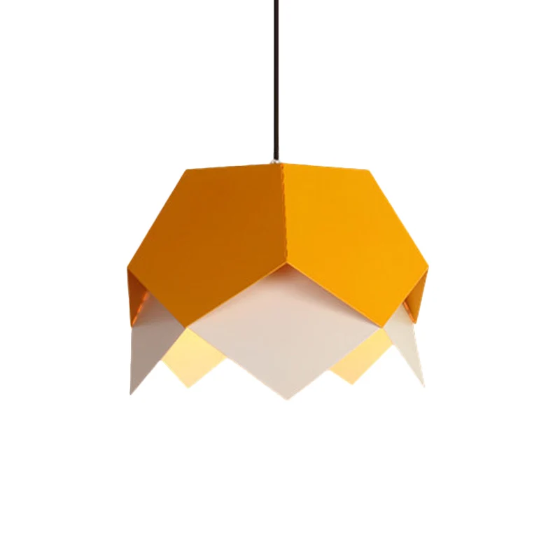 Gelaagde ijzeren hanglamp Macaron 1-lamps blauw/geel hangende plafondlamp met geschulpte rand met Lange Kabel