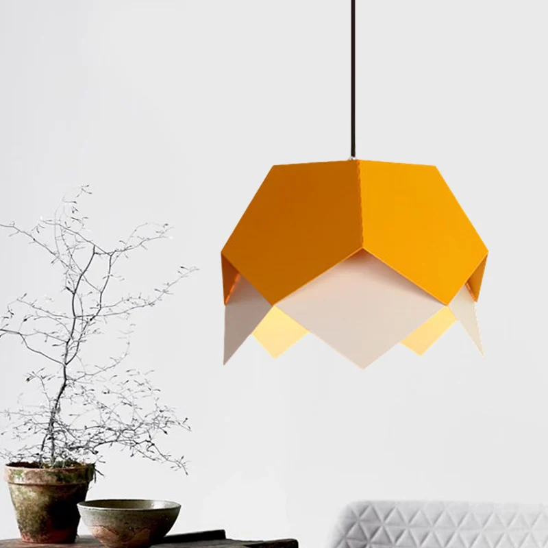 Gelaagde ijzeren hanglamp Macaron 1-lamps blauw/geel hangende plafondlamp met geschulpte rand met Lange Kabel