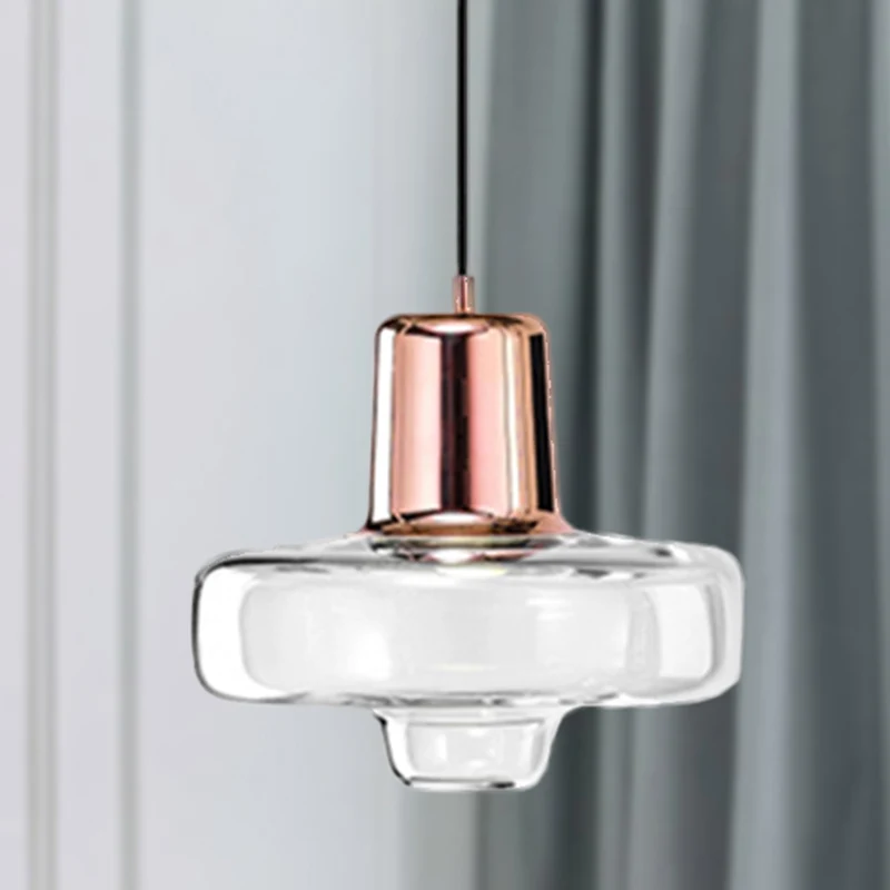 Gyro hangende hanglamp eigentijds helder glas 1 zacht zwart/champagne/roségoud hanglamp, 8"/10,5"/13" breed met afstandsbe...