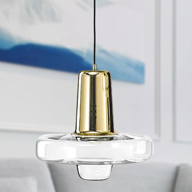 Gyro hangende hanglamp eigentijds helder glas 1 zacht zwart/champagne/roségoud hanglamp, 8"/10,5"/13" breed met afstandsbe...