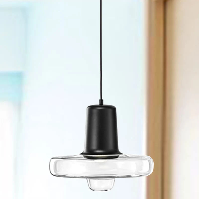Gyro hangende hanglamp eigentijds helder glas 1 zacht zwart/champagne/roségoud hanglamp, 8"/10,5"/13" breed met afstandsbe...