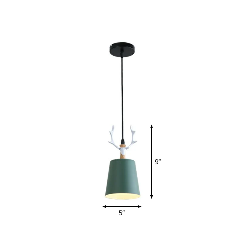 Hangende Pendant Macaron Taper hangende plafondlamp van metaal, enkele eetkamer, hangende hanger met gewei-decor