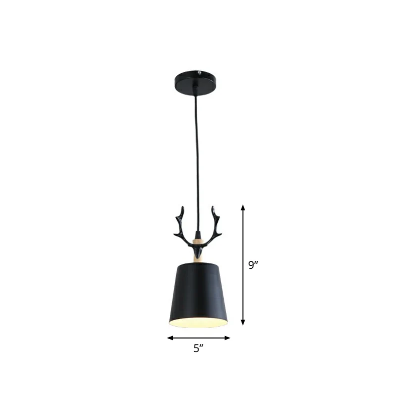 Hangende Pendant Macaron Taper hangende plafondlamp van metaal, enkele eetkamer, hangende hanger met gewei-decor
