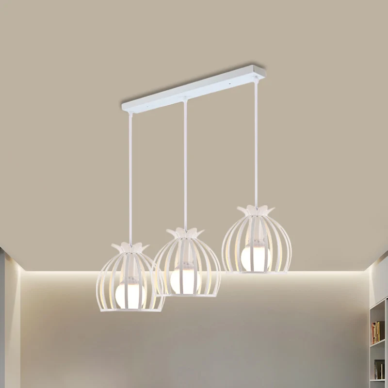 Hanglamp met 1 kop, loftstijl, koepel, kooi, schaduw, metalen hanglamp zwart/wit voor woonkamer met Inclusief LED