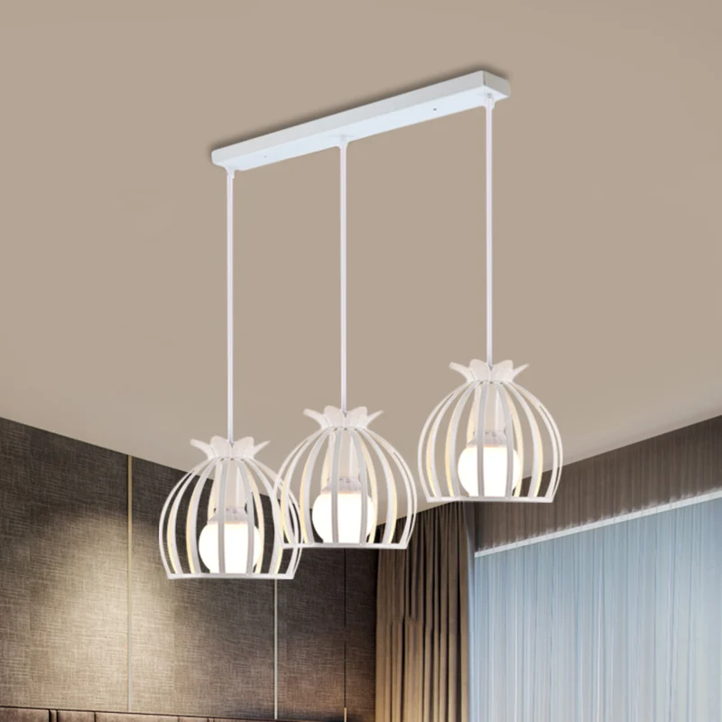 Hanglamp met 1 kop, loftstijl, koepel, kooi, schaduw, metalen hanglamp zwart/wit voor woonkamer met Inclusief LED