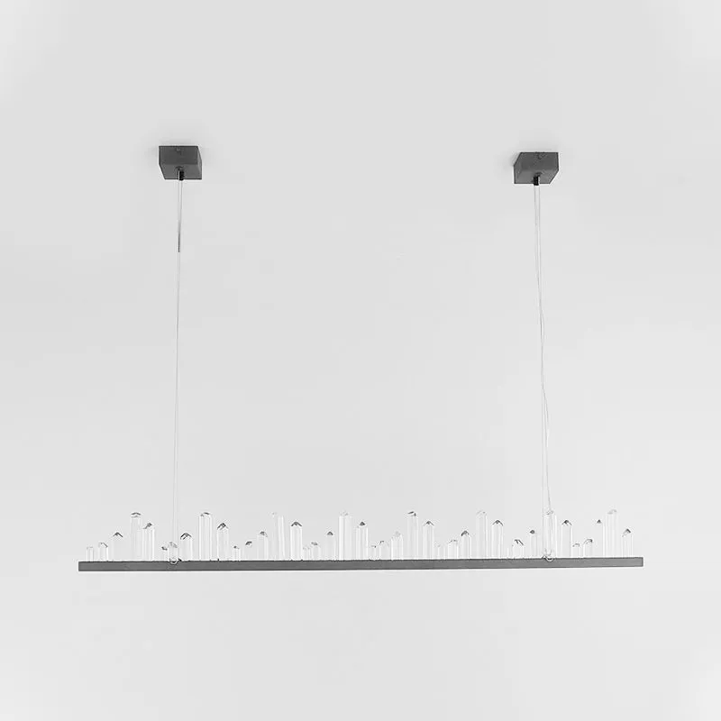 Hedendaagse lineaire hangende plafondlamp Kristal Accent Zwarte LED-plafondkroonluchter warm/wit helder voor eetkamer