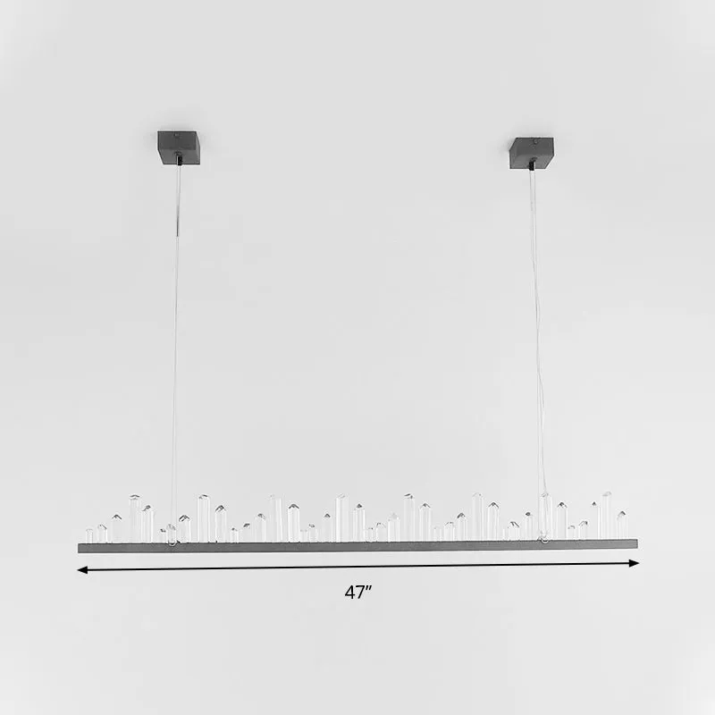 Hedendaagse lineaire hangende plafondlamp Kristal Accent Zwarte LED-plafondkroonluchter warm/wit helder voor eetkamer