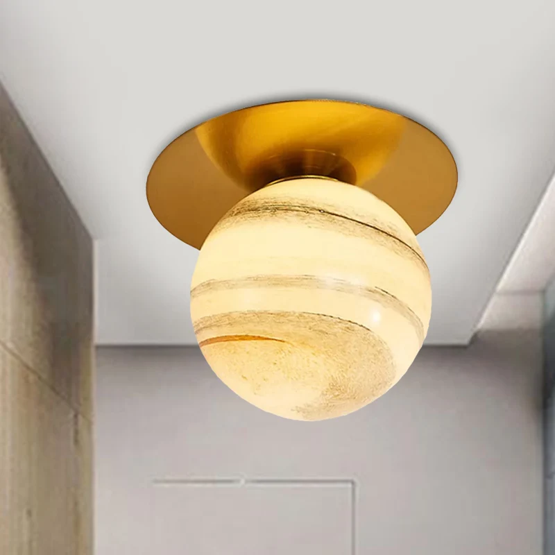 Helder/lichtbruin/crème Orbit-plafondlamp Hedendaags glas 1-lichts keukeninbouwplafondlamp IP44 Badkamer geschikt