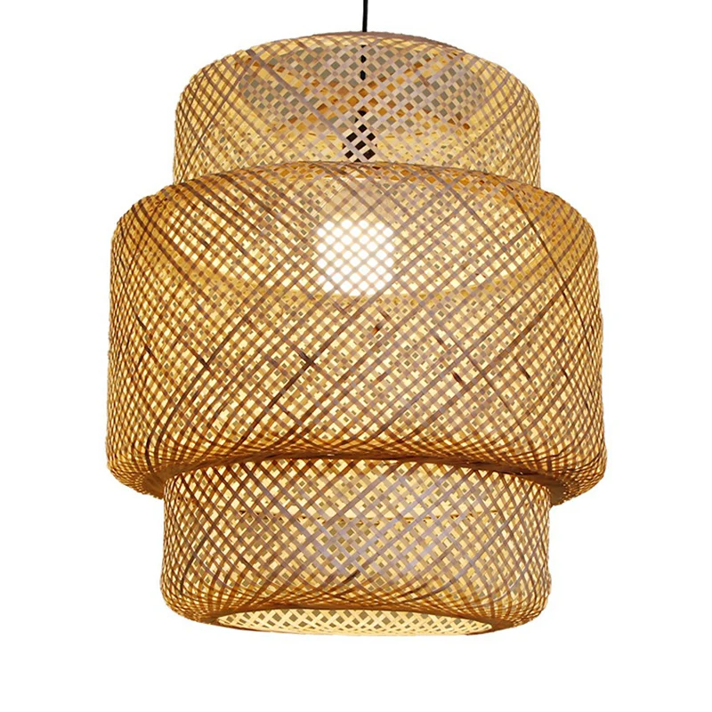 Lantaarn Plafondophanglamp Azië Bamboe 1-lichts natuurtint hanglamp voor gang
