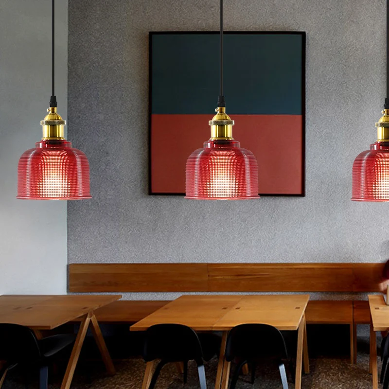 Lattice Glaswerk Bowl Suspension Hanger Loft-stijl Bar-plafondlamp met één lamp messing voor Woonkamer