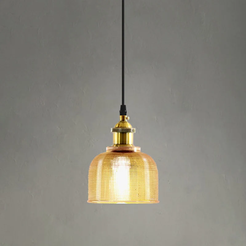 Lattice Glaswerk Bowl Suspension Hanger Loft-stijl Bar-plafondlamp met één lamp messing voor Woonkamer