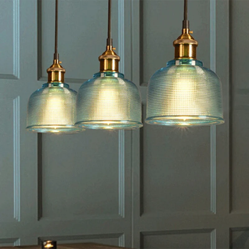 Lattice Glaswerk Bowl Suspension Hanger Loft-stijl Bar-plafondlamp met één lamp messing voor Woonkamer
