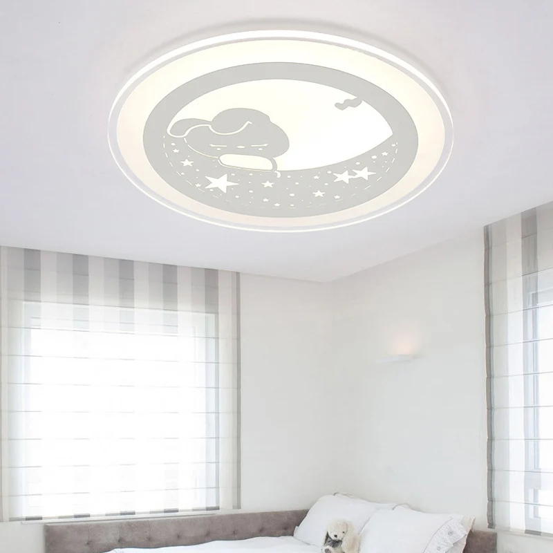 LED-plafondlamp met sterrenhemel voor kleuterschool met Bunny Moon acryl dierenplafondmontagelamp wit met afstandsbediening