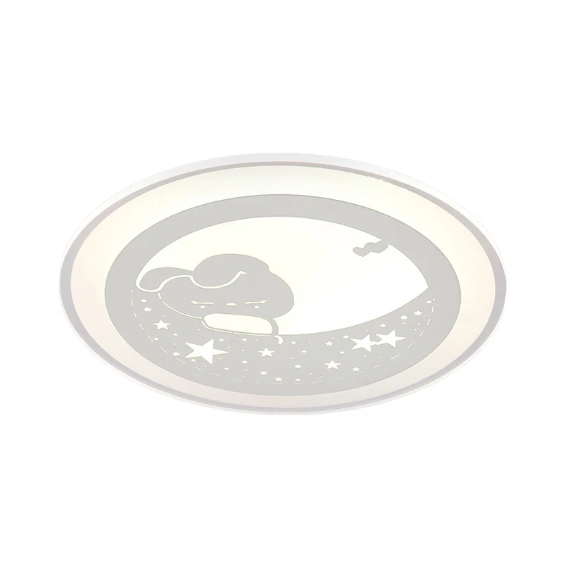 LED-plafondlamp met sterrenhemel voor kleuterschool met Bunny Moon acryl dierenplafondmontagelamp wit met afstandsbediening