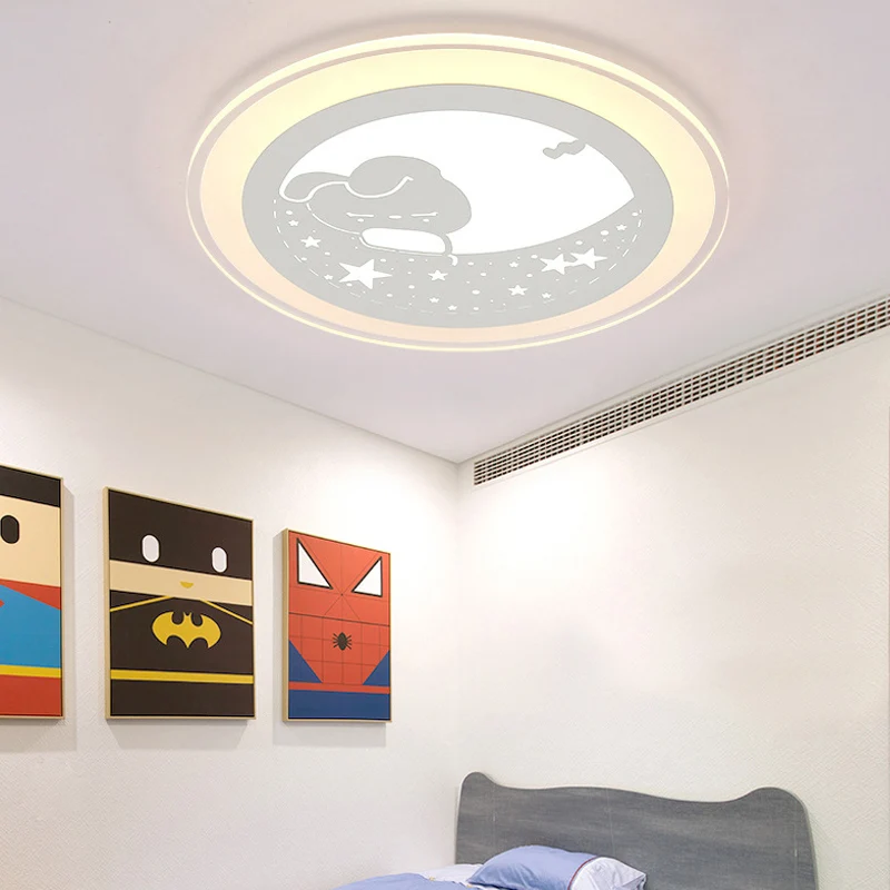 LED-plafondlamp met sterrenhemel voor kleuterschool met Bunny Moon acryl dierenplafondmontagelamp wit met afstandsbediening