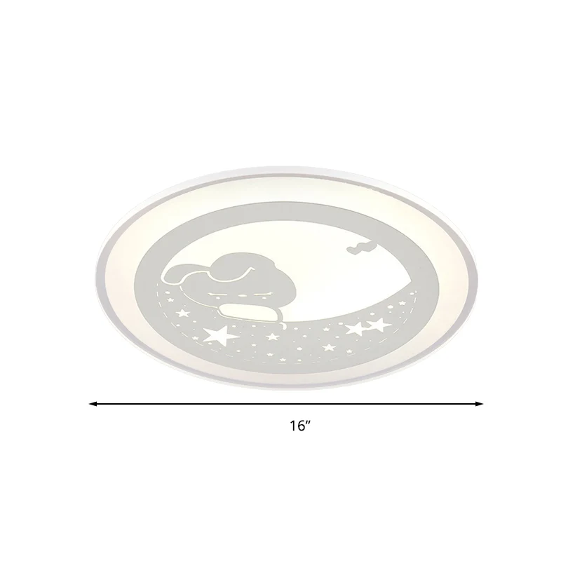 LED-plafondlamp met sterrenhemel voor kleuterschool met Bunny Moon acryl dierenplafondmontagelamp wit met afstandsbediening