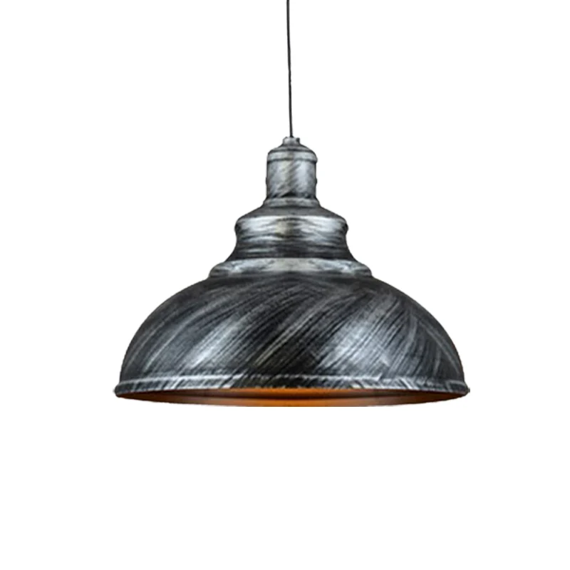 Metalen kom neerwaartse verlichting Rustieke 1-lamps restaurant plafond hanglamp zilver/brons met katrol met afstandsbedie...