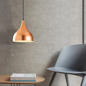 Metalen plafondlamp koperkleurig metaal met regelbare hoogte - D26 x H40/126 cm - YILDO (IP44)