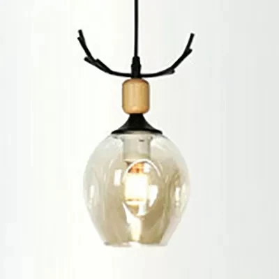 Moderne hertenhoorn hanglamp 1 kop open glazen plafondhanger voor woonkamer | 3000K | 2000 lm
