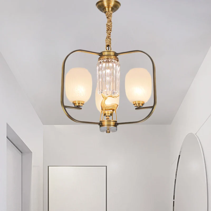 Moderne Plafond Langwerpige matglazen hangende kroonluchter modernistische 3/6 hoofden woonkamer hanglamp messing